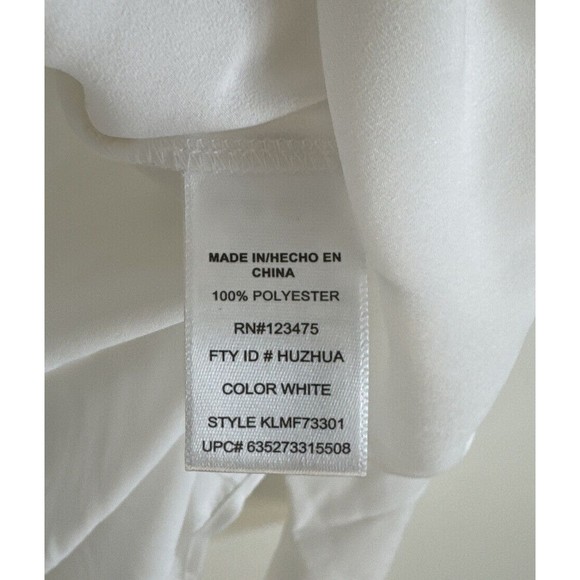 Reaction by Kenneth Cole Blouse Women's Size Medium White Black Trim Roll Tab - Picture 11 of 11